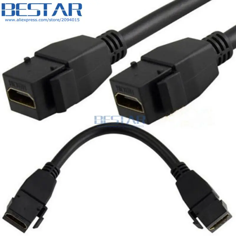 

(100pcs/lot) 20CM HDMI Female to Female Module short Connector Head F/F Adapter cable HDMI lock panel with ears for Wall Plate