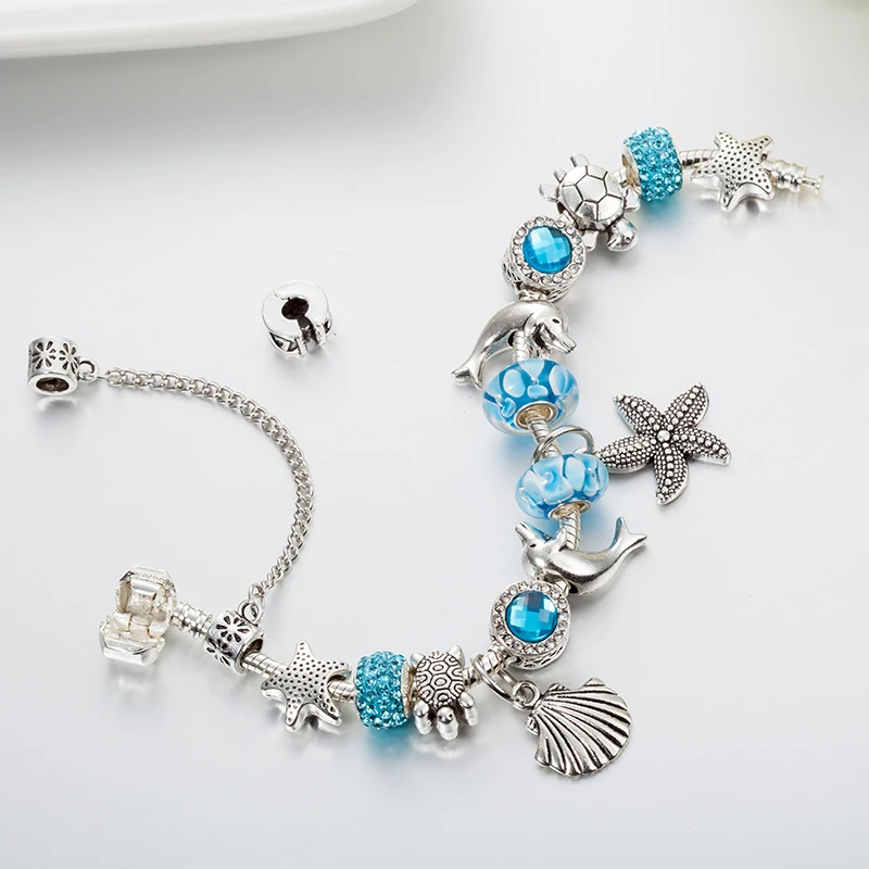 Viovia Новое поступление сплава Дельфин черепаха браслет и Мурано трава бисера для