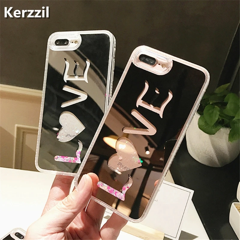 Чехол Kerzzil с блестками для iPhone 7 Plus X 10 жидким зеркальным покрытием силиконовые