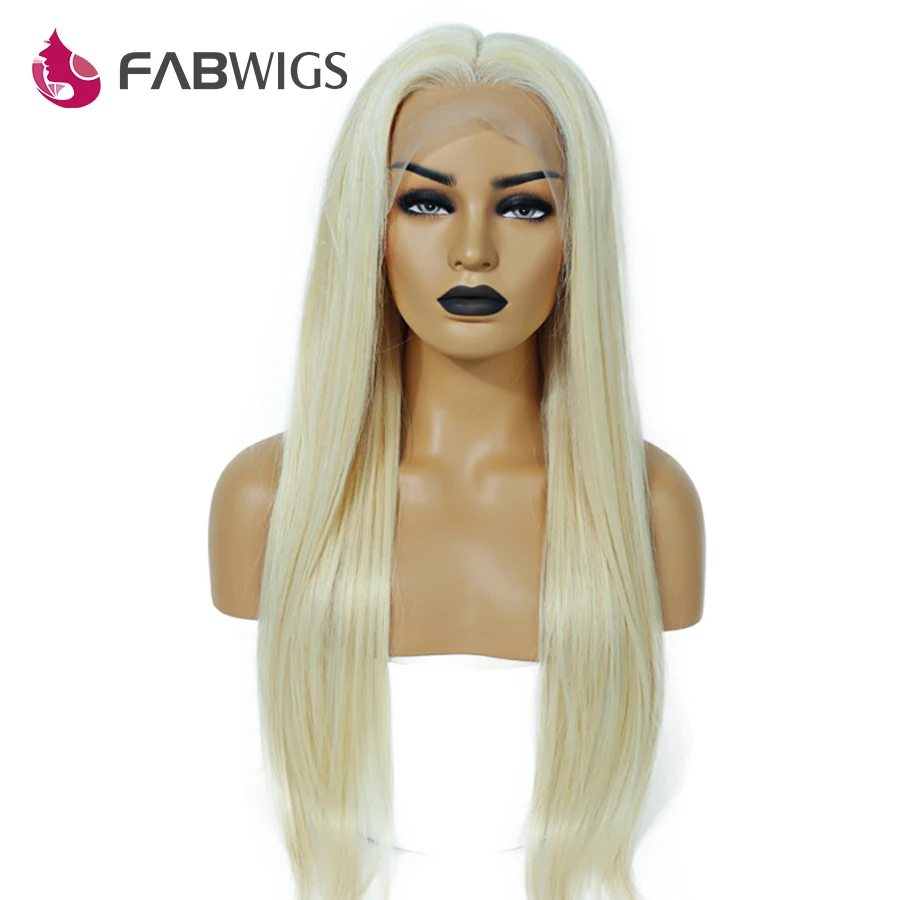 Fabwigs 180% Плотность фронта шнурка человеческие волосы парики Европейский Remy#613 блонд передний парик шнурка для черных женщин