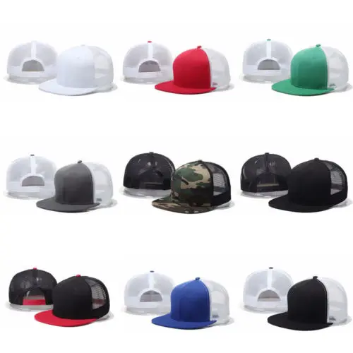 Adjustable Snapback Trucker Baseball Cap Hat Men Unisex Mesh Visor Flat UK | Аксессуары для одежды