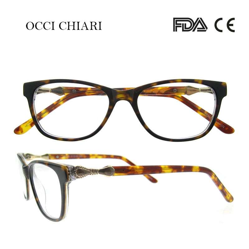 OCCI CHIARI женские очки оправа по рецепту очки с бесцветными линзами Oculos медицинские оптические очки металлические украшения красный W-CERIANI - Цвет оправы: C2