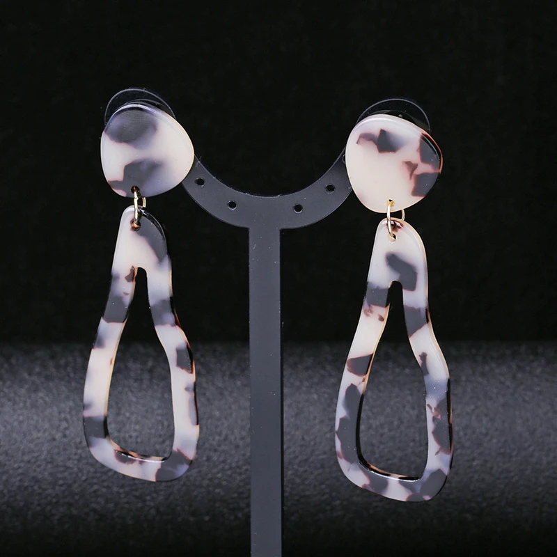 fashion earrings creative leopard acetate pendant personality anti-allergic temperament ring ladies jewelry | Украшения и