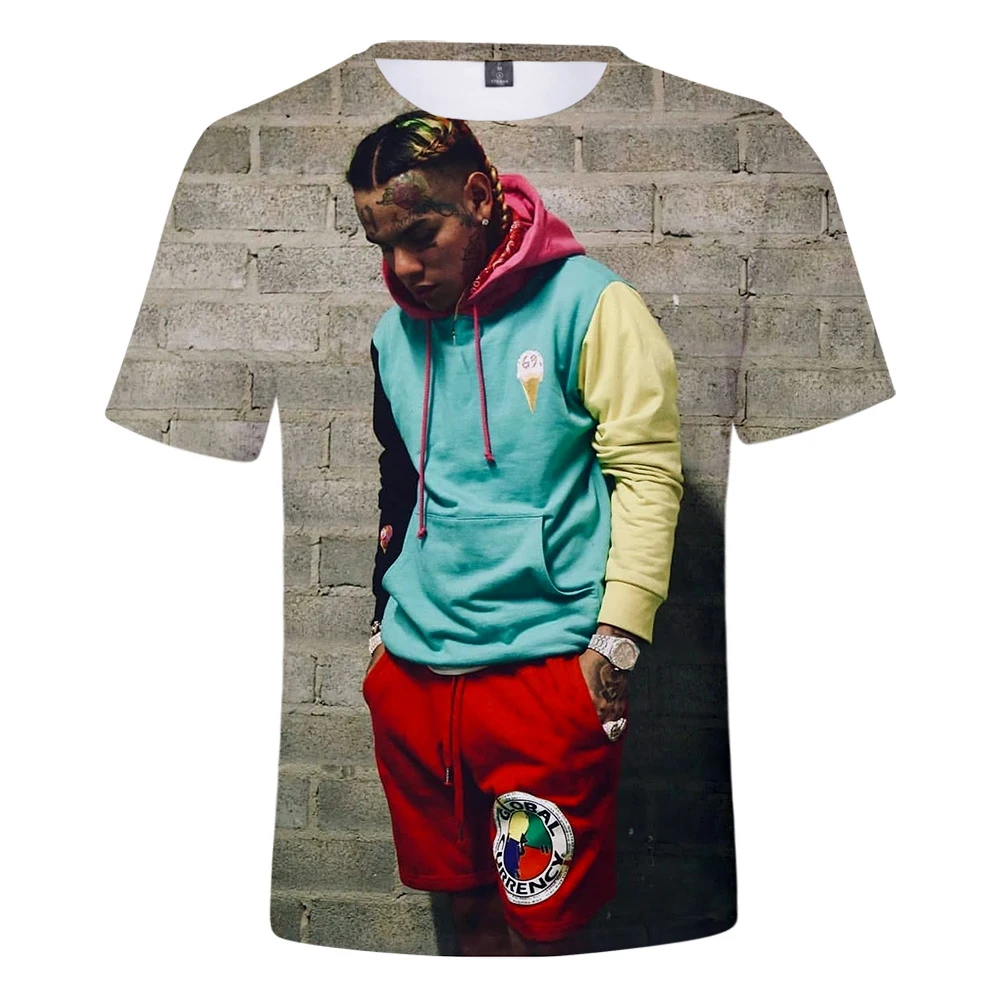 Новейшая футболка в стиле хип-хоп с принтом рэпера 69 6ix9ine Tekashi69 3D-принтом для