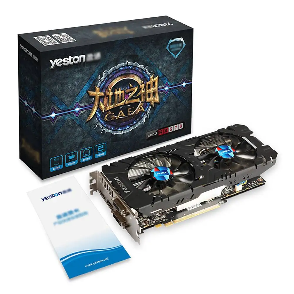Yeston Radeon RX570 4 г GDDR5 Графика карты 256bit двойной Silent Контроль температуры поклонников