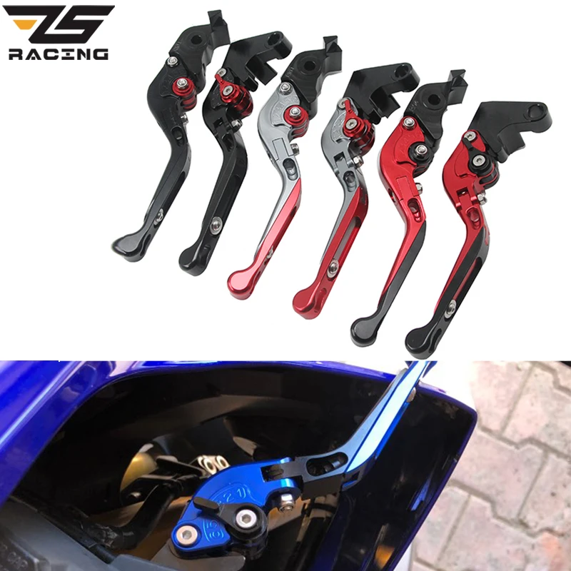 

ZS Racing Motorcycle CNC Aluminum Custom Made Telescopic Folding Brake Handle Clutch Lever For Yamaha YZF-R6 2005-2016 1 Pair