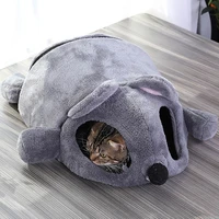 cute cat soft cave bed funny mice shape kitten house with two playing ball toys warm nest pet cats sleeping mat