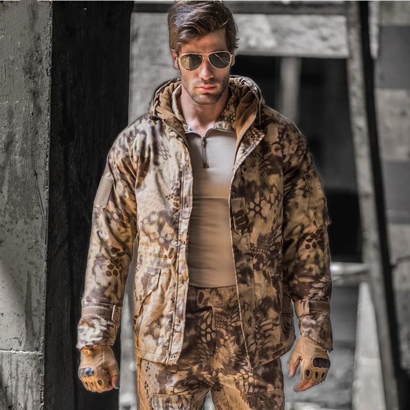 Зимняя охотничья утепленная камуфляжная Водонепроницаемая ветровка внутри