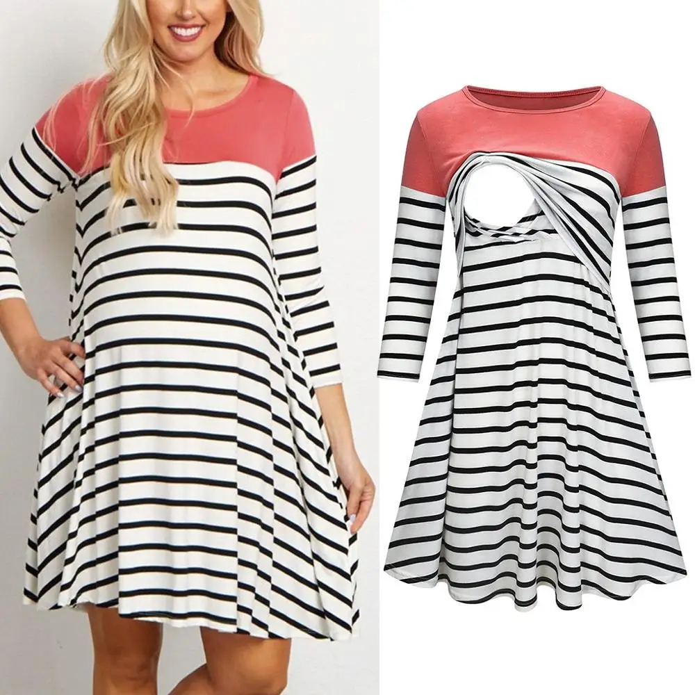 

Maternity Dresses Summer Women's Maternity Long Sleeves Comfy Soft Nursing Tops Shirts For Breastfeeding 2019 Newest Style