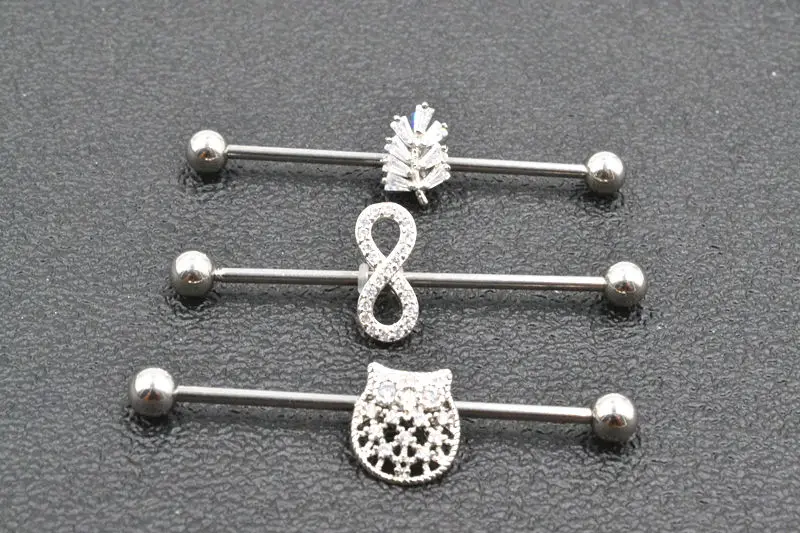Lot50pcs 14g CZ Surgical Steel Industrial Ear Scaffold Barbells Cartilage Helix Bar Body Jewelry Piercing Earring New | Украшения и