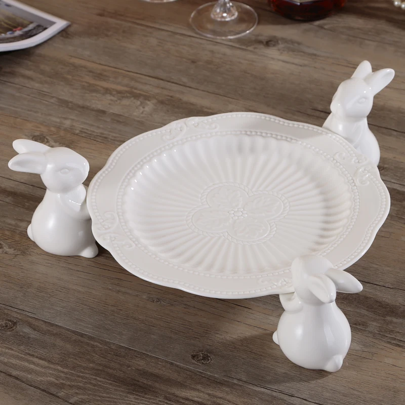 Скандинавская Милая Белая керамика тарелка для пирожных фруктов поднос