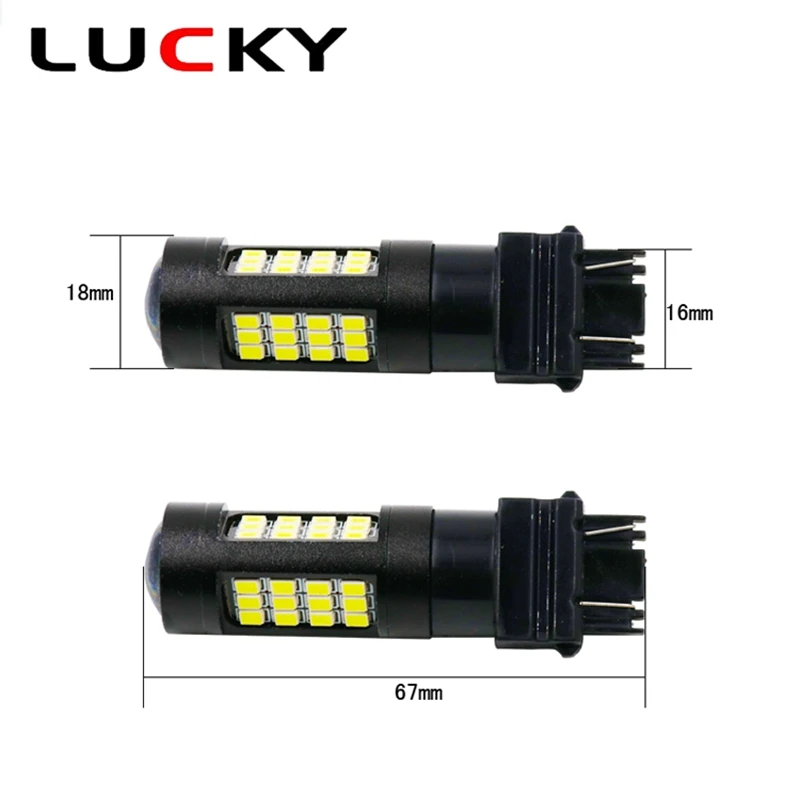 CNILUCKY NEW Product 2PCS Auto Light T25 3157 P27/7W LED Bulbs 2835 42SMD Pure white light 12V for Brake Turn Signal | Автомобили и