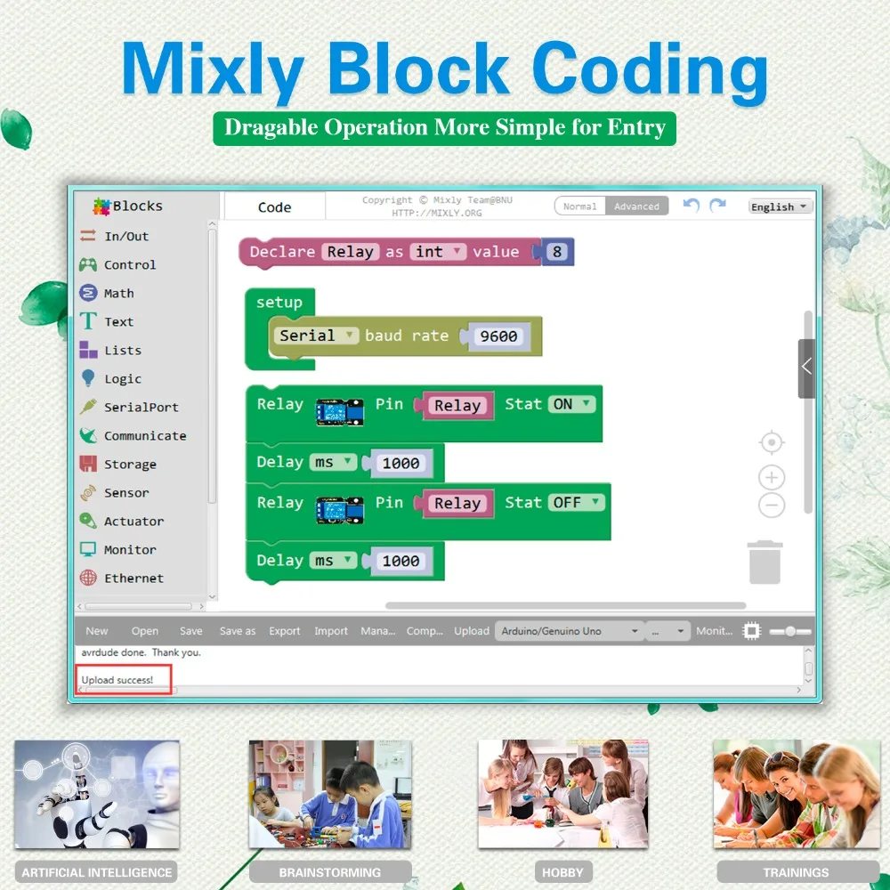 Keyestudio EASY plug стартовый Обучающий набор для Arduino STEM EDU совместимый с Mixly Block |
