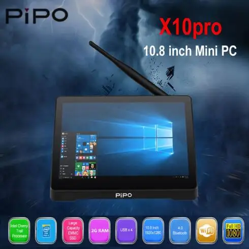 Pipo X10 Pro ips 1920*1280 10,8 дюймовый экран Windows 10 Мини ПК Z8350 Четырехъядерный 4G/2G 32G/64G HDMI медиа ТВ коробка Bluetooth 4,0 PC