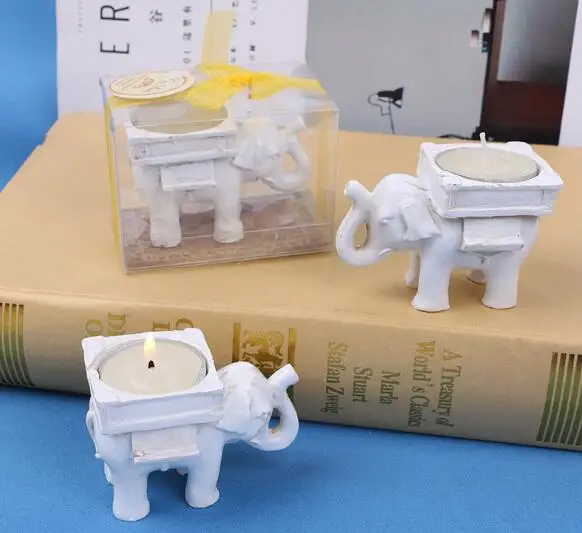 

15 pcs Wedding Favors Ceramic Lucky Elephant Candle Holder Tea Light Candlestick
