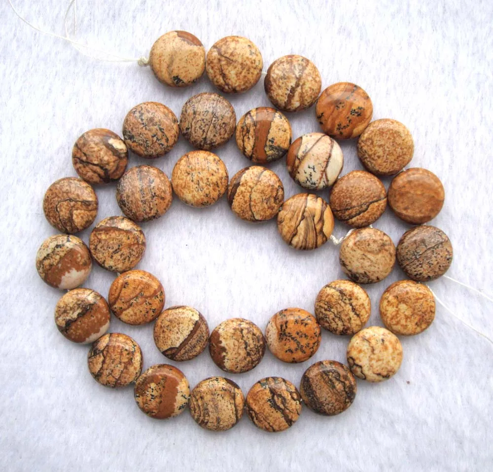 Плоские бусины из яшмы круглые 12 мм для изготовления ювелирных изделий браслетов