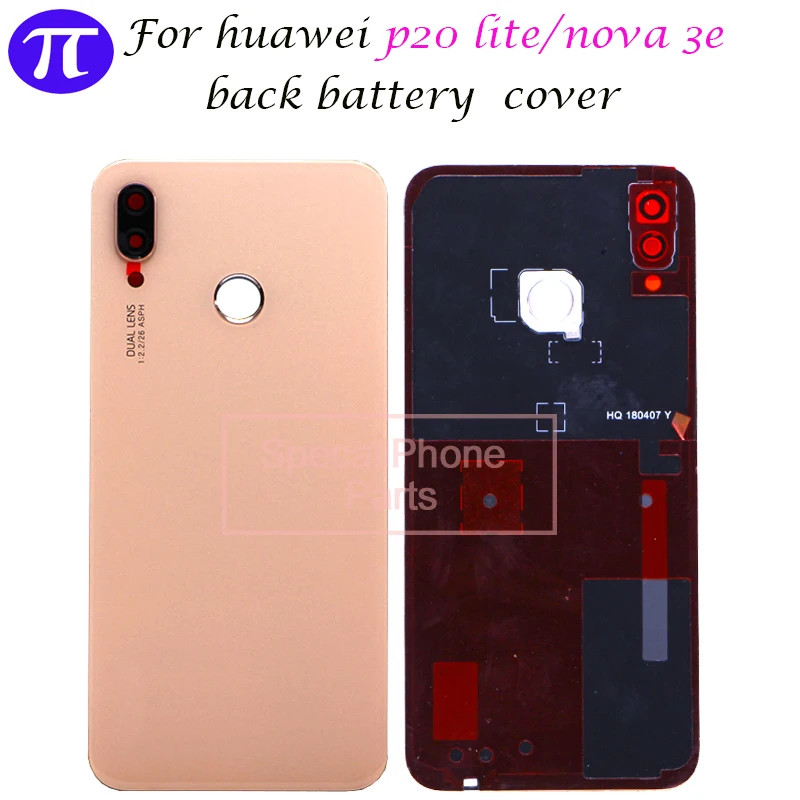 Для Huawei Nova 3e P20 Lite Задняя крышка батареи задняя дверь корпус стеклянная панель с