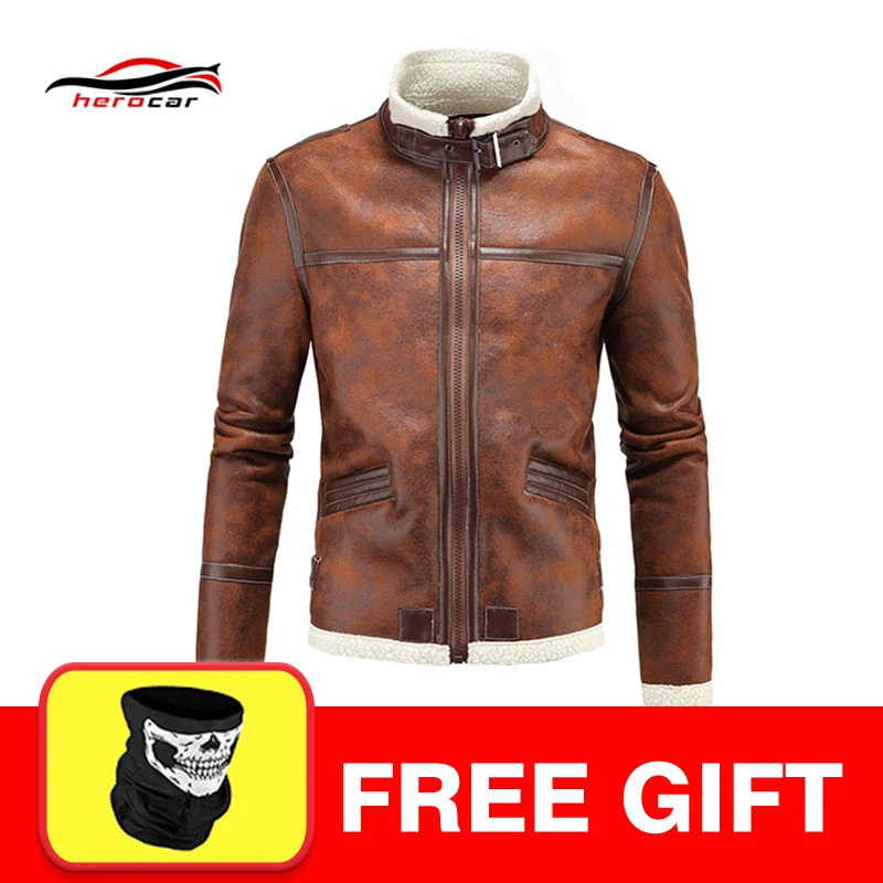 D042 Brown Новая мотоциклетная куртка из искусственной кожи Мужская винтажная мотоциклетная куртка из искусственной кожи в стиле панк мотоциклетная кожаная куртка Байкерская одежда гоночный костюм - Цвет: D042 Brown