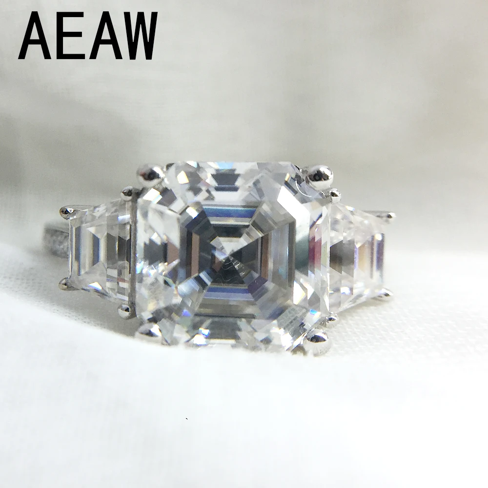3 карат Asscher Cut Moissanite Lab набор колец с бриллиантами DEF цвет Отличное соответствие