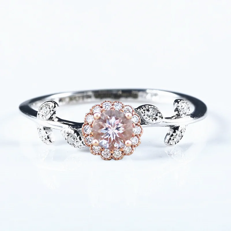 Кольцо из розового золота с натуральными бриллиантами 14 к | Украшения и