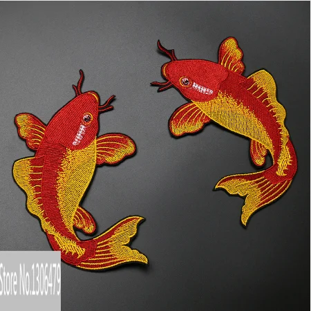 1 пара большой Карп традиционная вышивка ткань паста костюм одежда кожаная