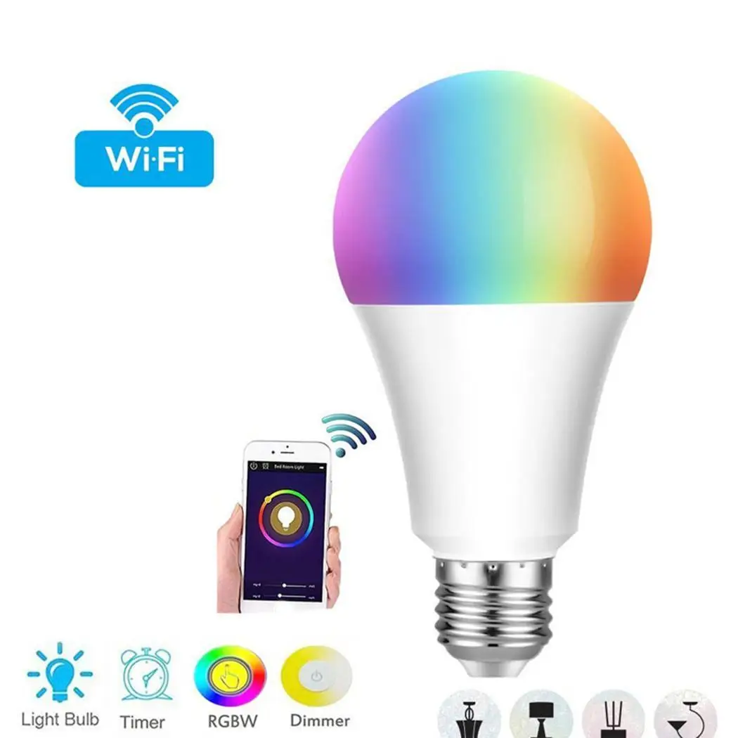Маленькие умные лампочки телефон WiFi голос 12 Вт серебро управление AC85 265V RGB