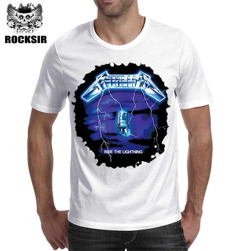 Rocksir 2017 классический дизайн серии Группа Мужская футболка Metallica ездить на молнии