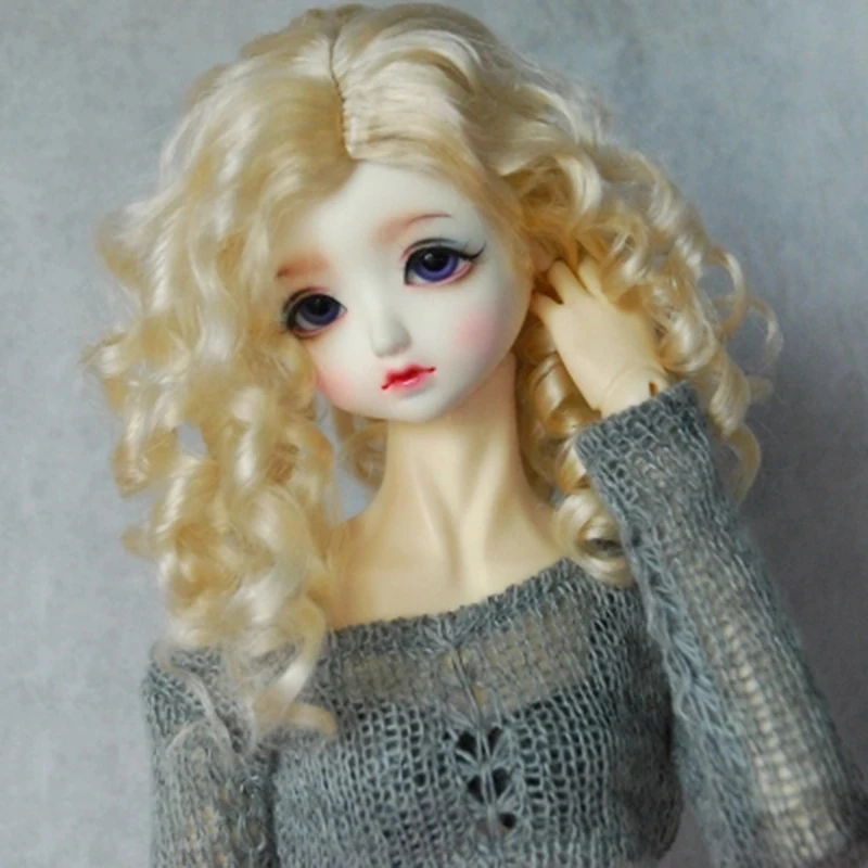 Allaosify волос 1/6 1/3 1/4 bjd парик для кукол: кукольный парик высокого Температура волосы коричневые длинные вьющиеся парик