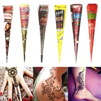 indian henna paste temporary tattoo waterproof body paint henna art cream cone for stencil mehndi body art black brown 6 colors
