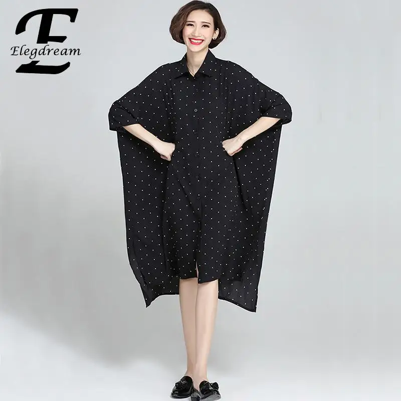 Elegdream бренд плюс Размеры Для женщин точка печати более d платье женские