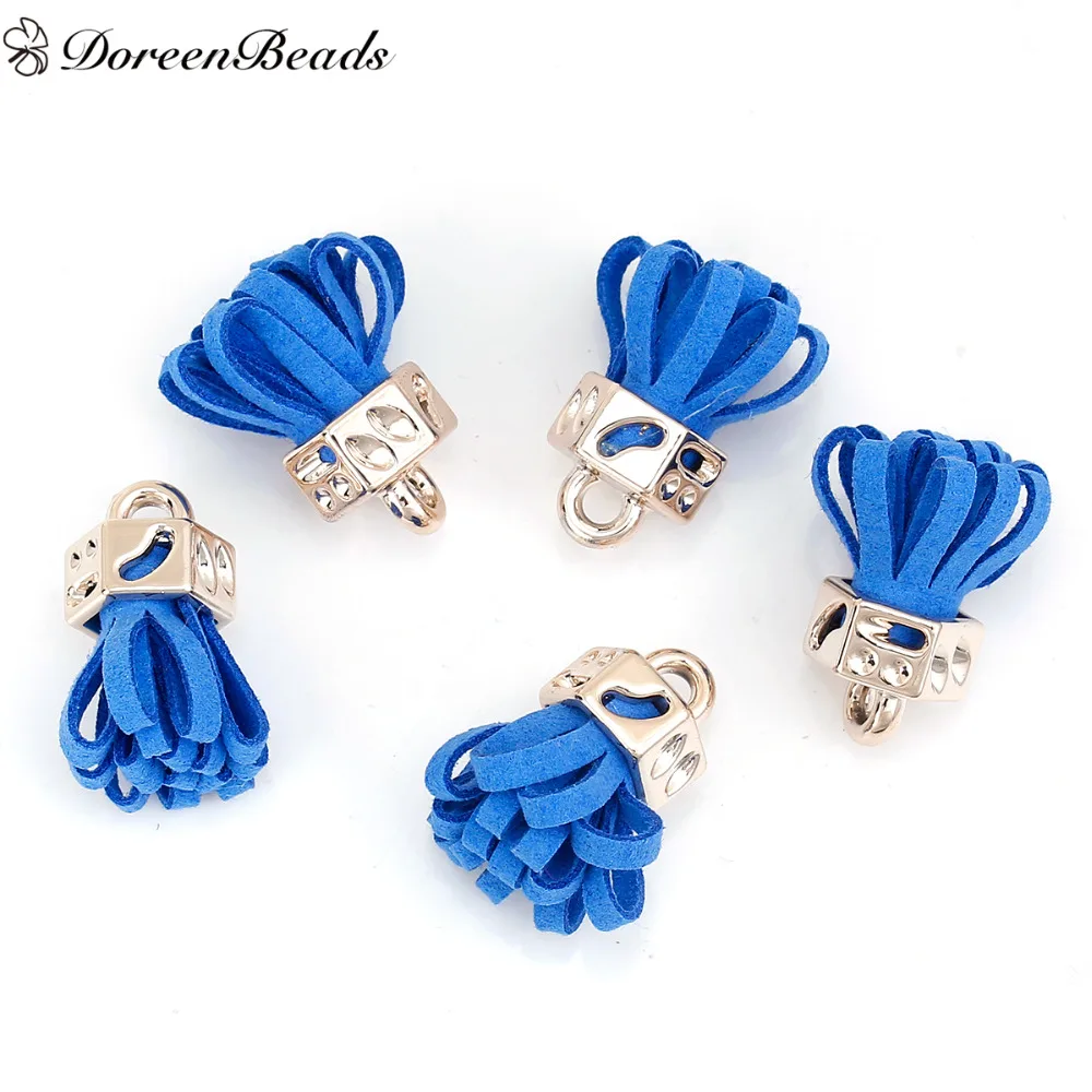 DoreenBeads бархат светло голубая кисточка золотые швейные принадлежности около 25 мм