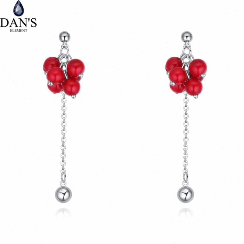 DAN'S ELEMENT 2 вида цветов с жемчугом роза кисточка золотого цвета круглые серьги