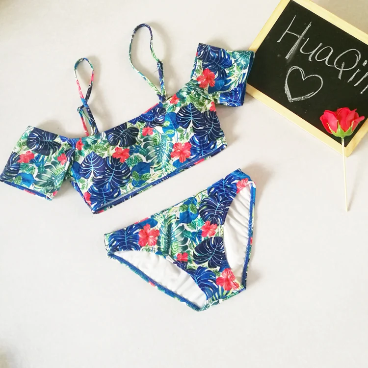 2018 New Sexy Vintage Floral Push Up Bikini Sets Off Shoulder Brazilian Women Swimsuits Beach Bathing Swimwear maillot de bainXL |