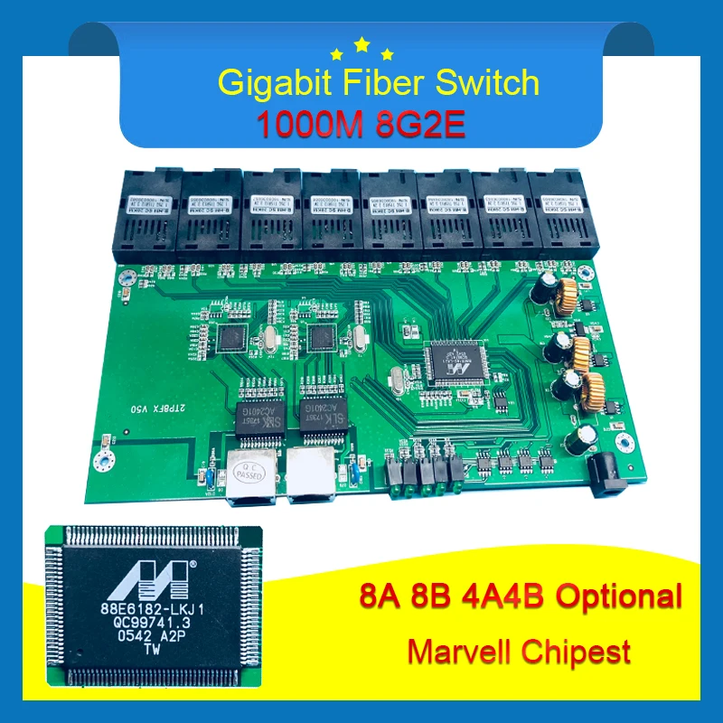 8G2E большая плата промышленного класса Gigabit Ethernet коммутатор 8*1 25G волоконный порт