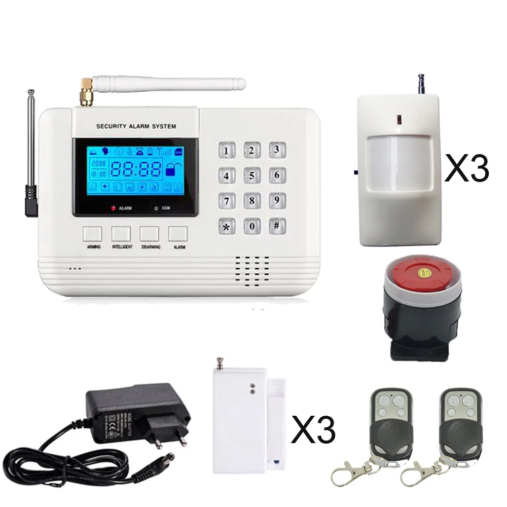 B kit Горячая Распродажа беспроводной 433 МГц домашней безопасности GSM сигнализация с датчик открытия дверей PIR детектор движения защита от взлома - Цвет: B kit