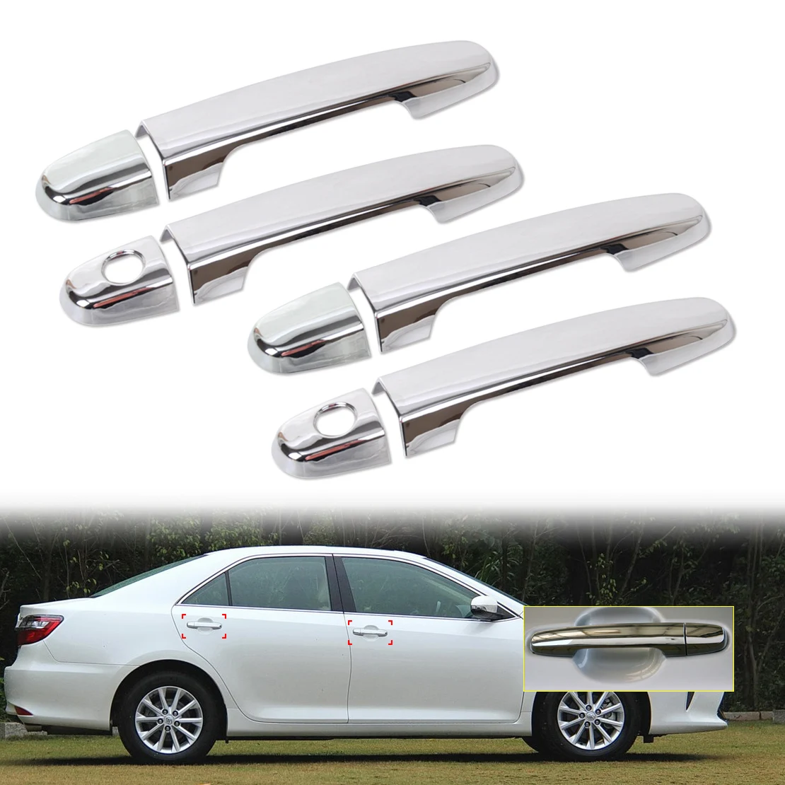 Dwcx автомобиль-Стайлинг Chrome дверные ручки крышки Накладка+ Smart Key для Toyota Corolla Camry Yaris RAV4 Solara Highlander scion Xa XB TC