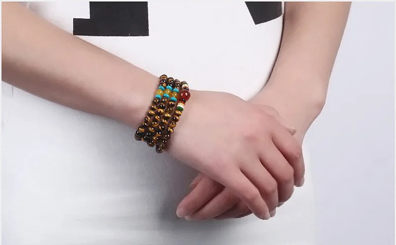 

Natural Yellow Tiger Eye Stone Beads Bracelets 6 mm 108 Pcs Buddha Beads Pray Bracelet Women Men DIY Accessories Gift Dropship