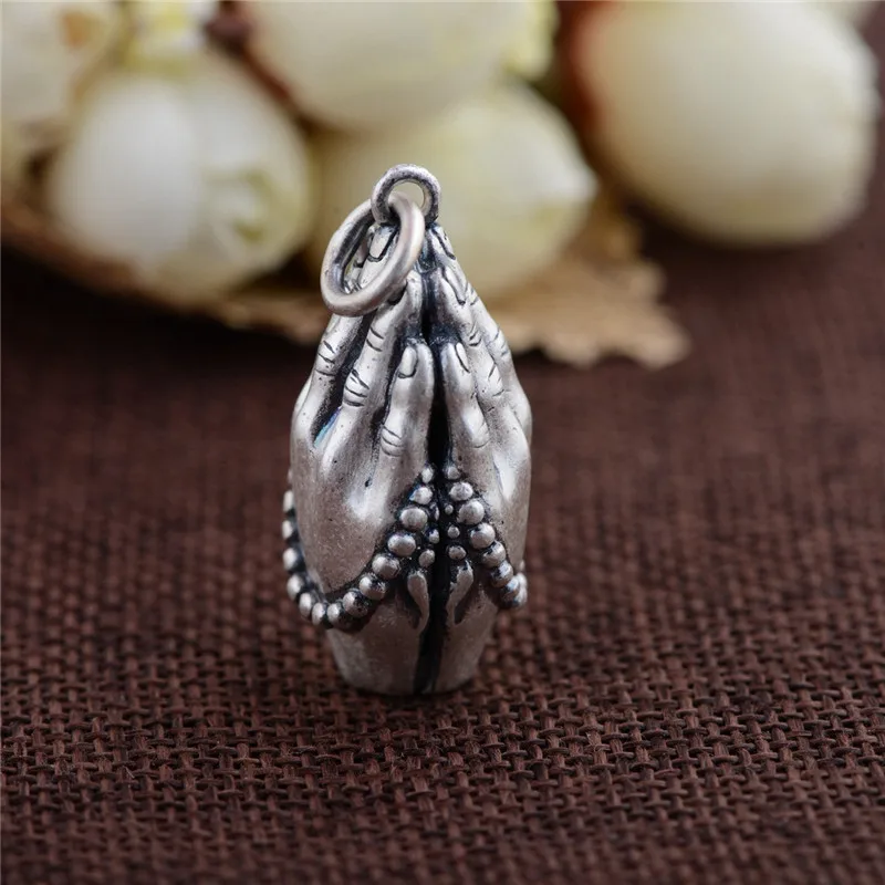 BESTLYBUY подлинное серебро 925 пробы подвеска Будды двойная рука 100% чистый S925 твердые