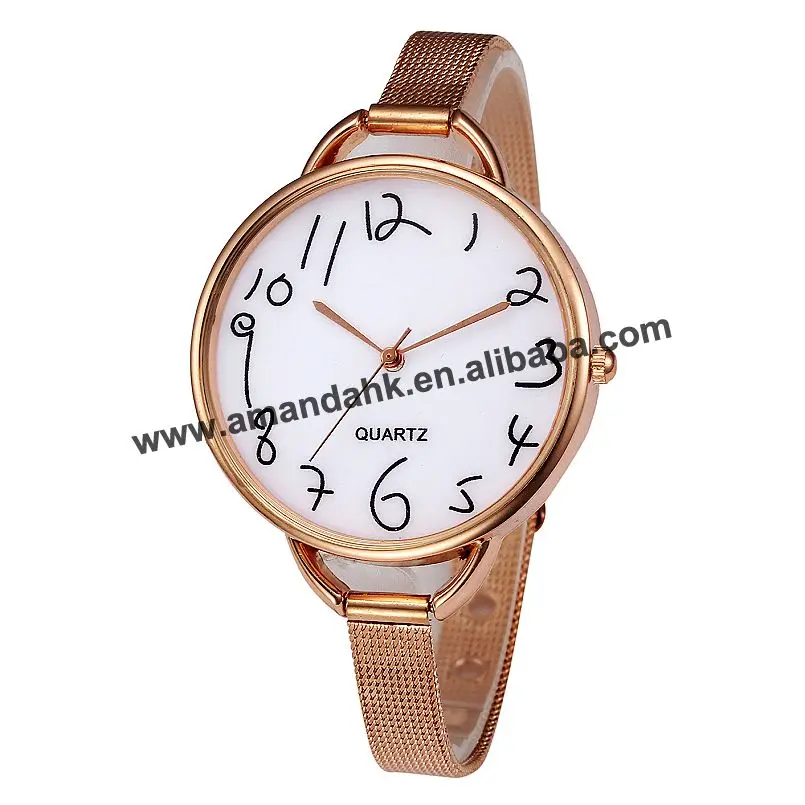 

fashion alloy belt watch reticularis watchband cute number quartz watch female form mens watch hot sale women men watches