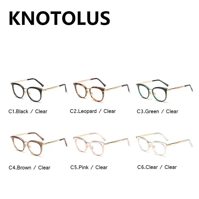 Knotolus дамы CatEye оправ для Для женщин металлические ножки UV400 дизайнер оптические