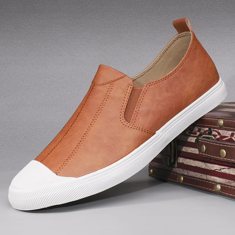 Мужские кожаные кроссовки повседневные лоферы Chaussure Homme 2019 | Обувь