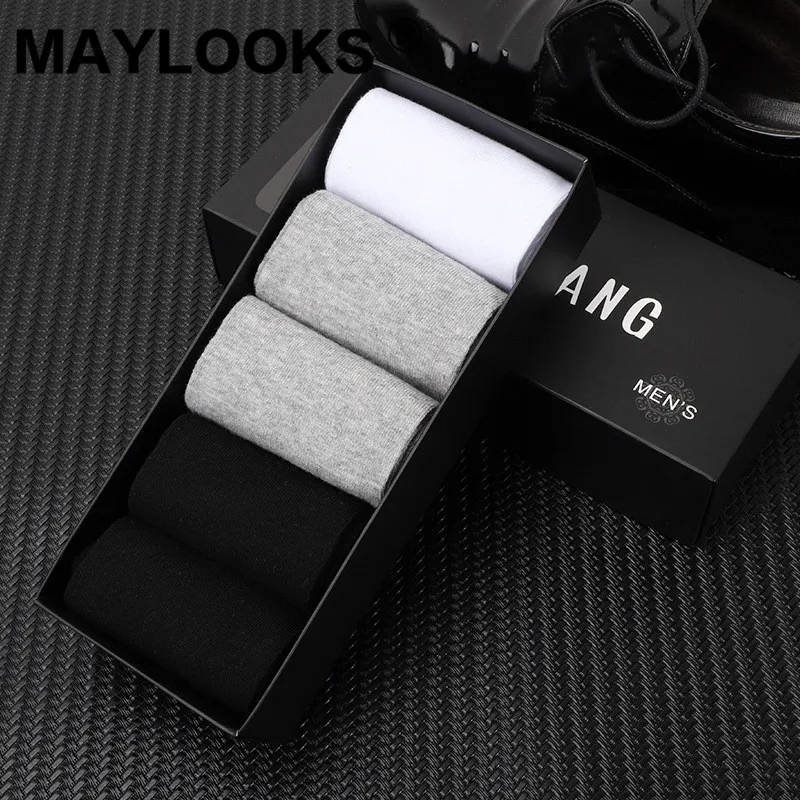 Maylooks/Новинка мужские однотонные Повседневные носки в штучной упаковке хлопковые
