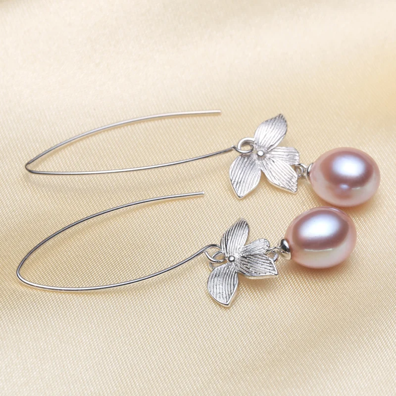 Вечные свадебные женские серьги-капельки из натурального жемчуга 925 пробы |