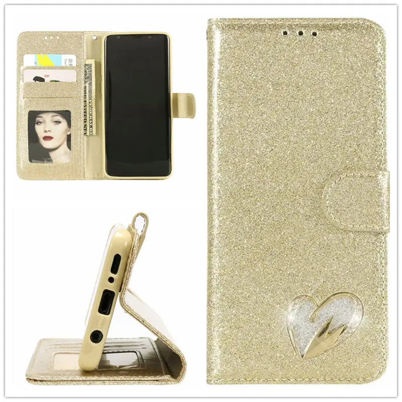 С сияющими блестками кожа для samsung Galaxy S10 S9 S8 S7 Note 9 8 A70 A50 A40 A20e A8 A6 A5 A3 J3 J5 J6 J7 Флип Чехол кошелек Чехол