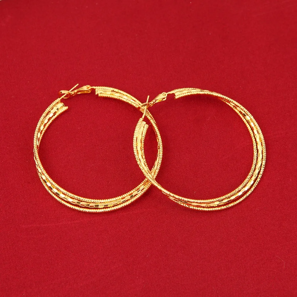 Большие круглые серьги трендовые модные ювелирные изделия золотого цвета