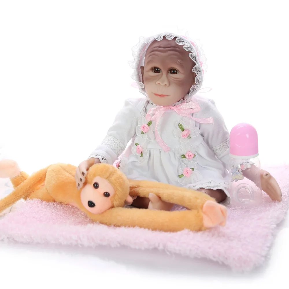 Новая кукла Boneca с обезьяной 19 дюймов мягкая силиконовая для новорожденных 46 см