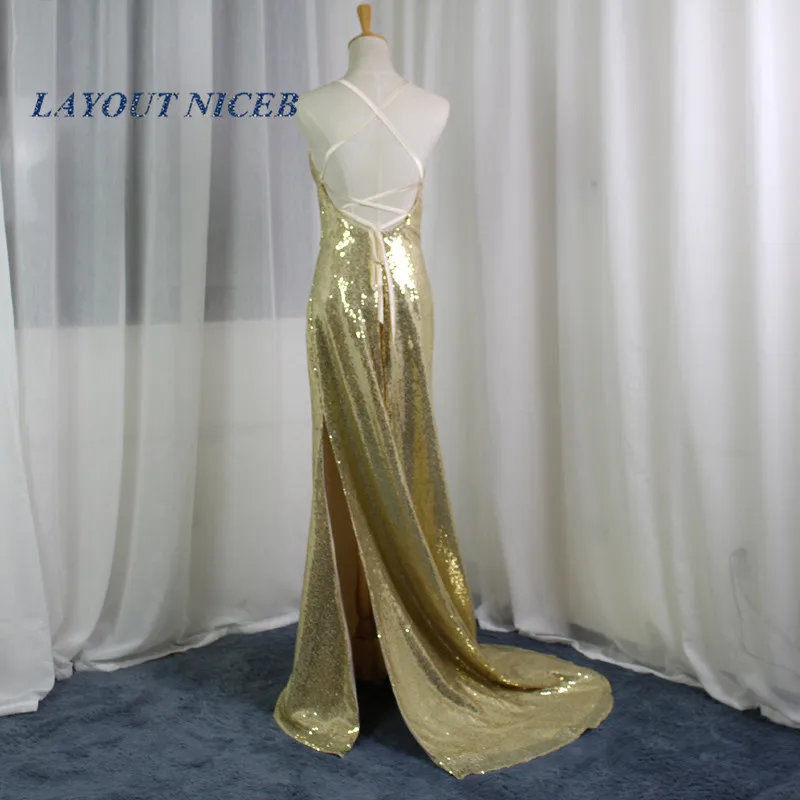 Блестящее Золотое Платье Русалка для выпускного вечера 2017 вечерние платья
