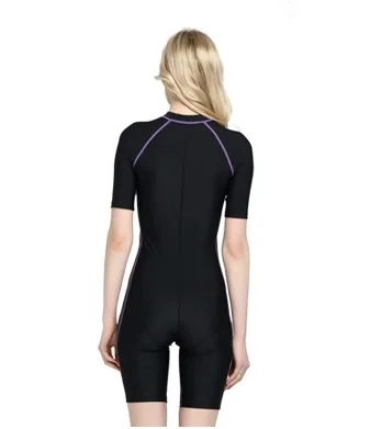 New Women Knee Length One Piece Swimsuit Plus Size Training Bathing Suit Professional Bodysuit Sexy Polyester Sport SurfingSuits