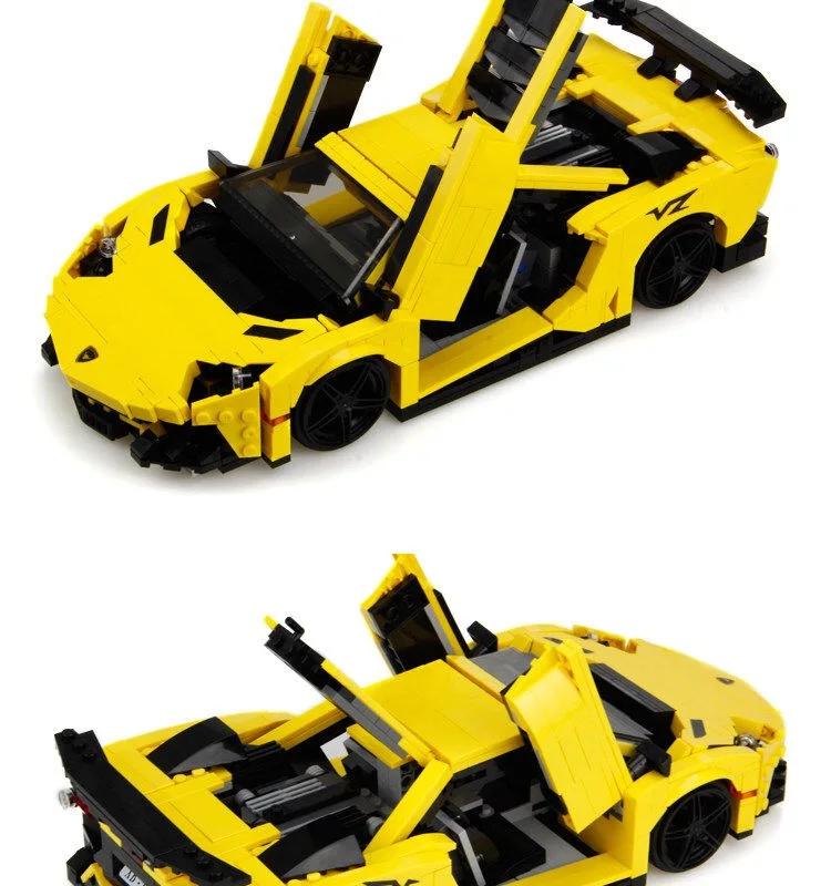 XingBao 03008 834 шт. желтый молниеносный гоночный автомобиль Lamborghini строительные блоки автомобиль игрушки Подарки Модель игрушки