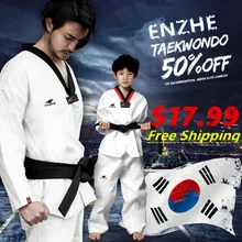 100% 코튼 태권도 도복 유니폼 성인 키즈 편안한 체육관 가라테 도복 WTF 승인 TKD 유니폼, 좋은 직물